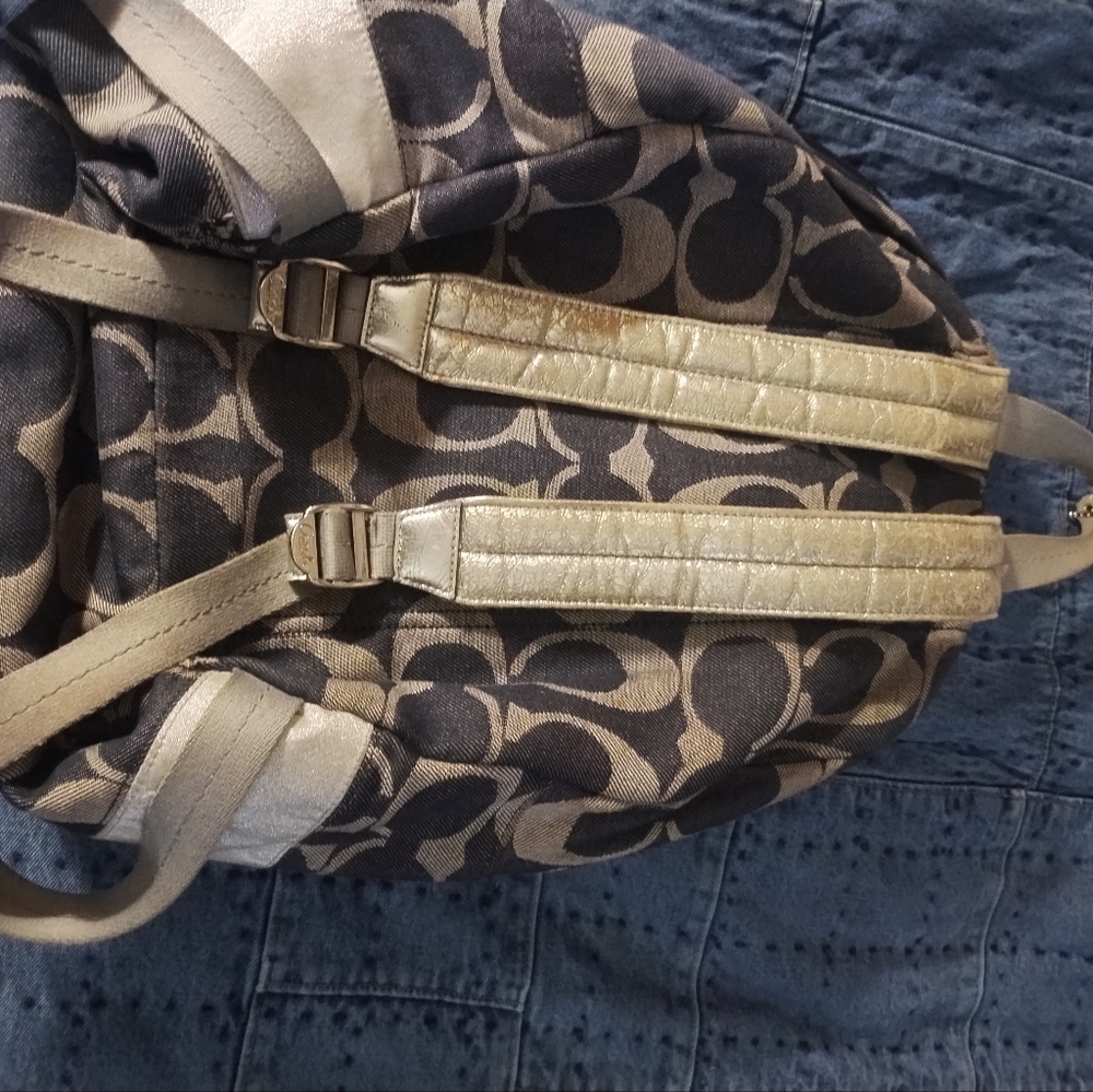 Authentic Coach Denim Backpack With Signature Des… - image 4